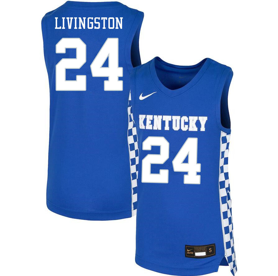 Men #24 Chris Livingston Kentucky Wildcats College Basketball Jerseys Sale-Blue - Click Image to Close